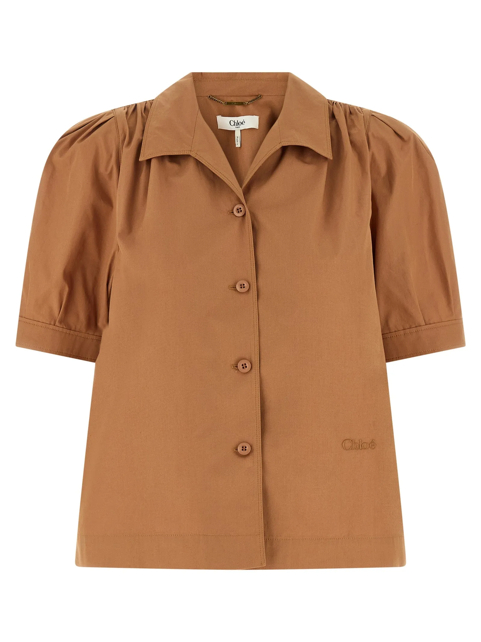 Logo Embroidery Shirt Shirt And Blouse Brown sold by Wanan Luxury