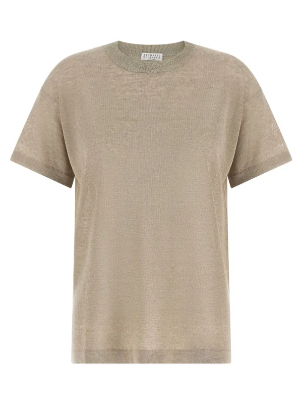 Dazzling Collar Sweaters And Cardigans Beige made by Brunello Cucinelli