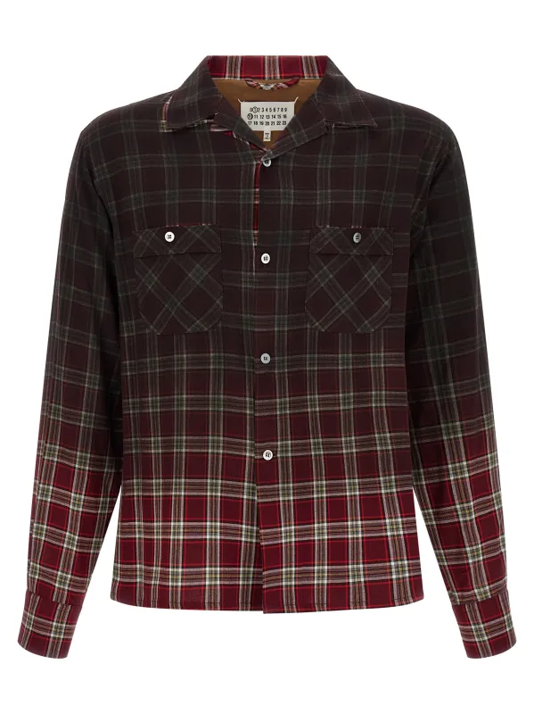 Check Shirt With Gradient Effect Shirt And Blouse Red made by Maison Margiela