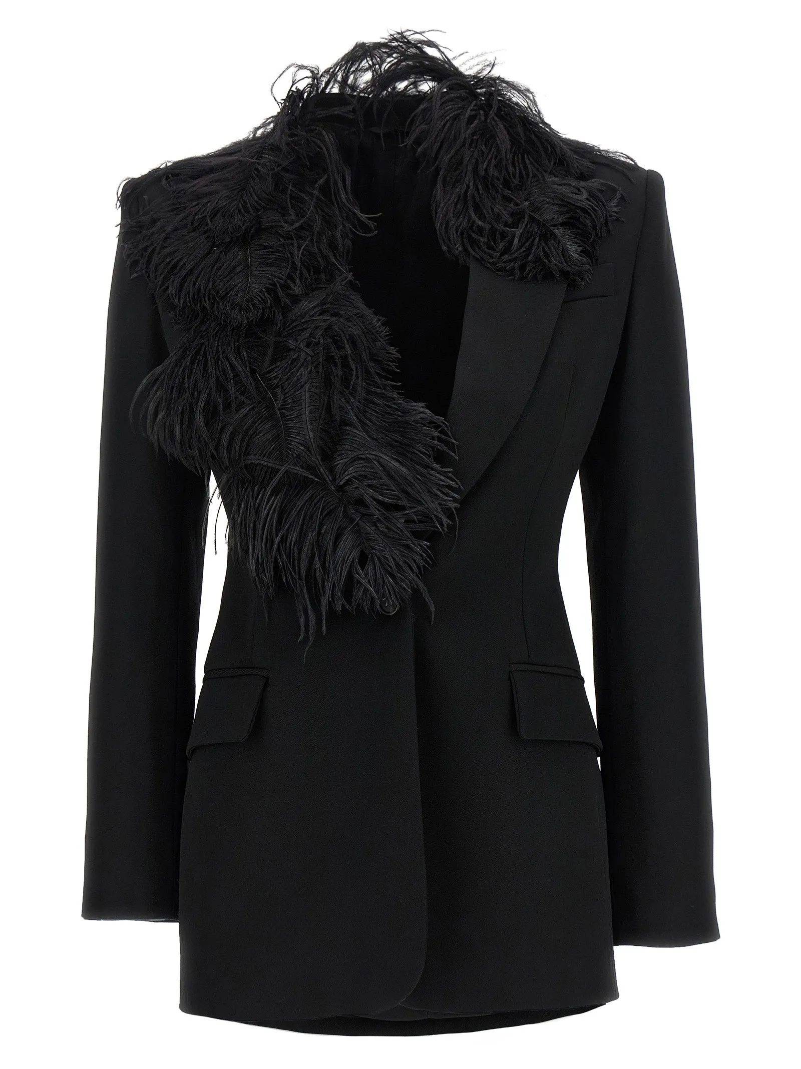 Feather Blazer Blazers Black sold by Wanan Luxury