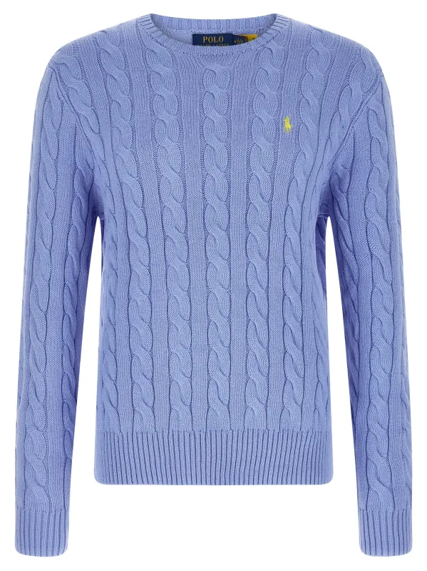 Cotton Braided Sweater Sweaters And Cardigans Light Blue made by Polo by Ralph Lauren