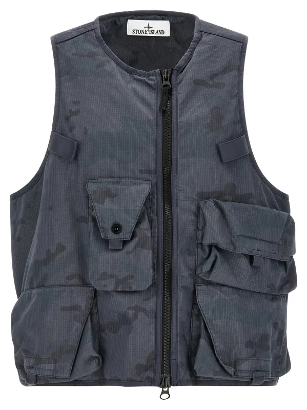 Camouflage Vest Gilet Blue made by Stone Island