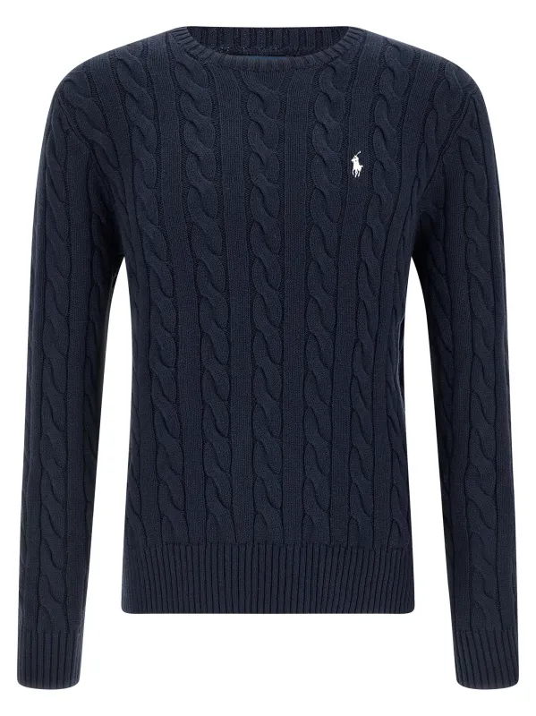 Cotton Braided Sweater Sweaters And Cardigans Blue made by Polo by Ralph Lauren