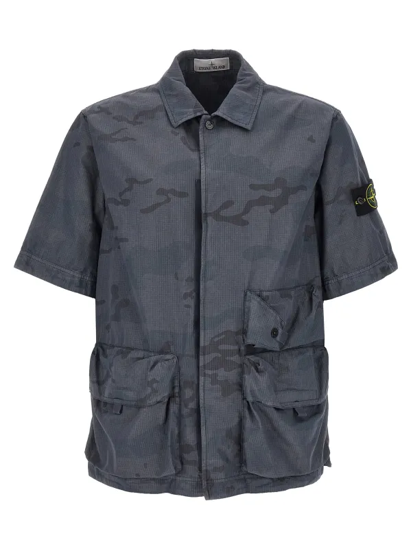 Camouflage Shirt Shirt And Blouse Blue made by Stone Island
