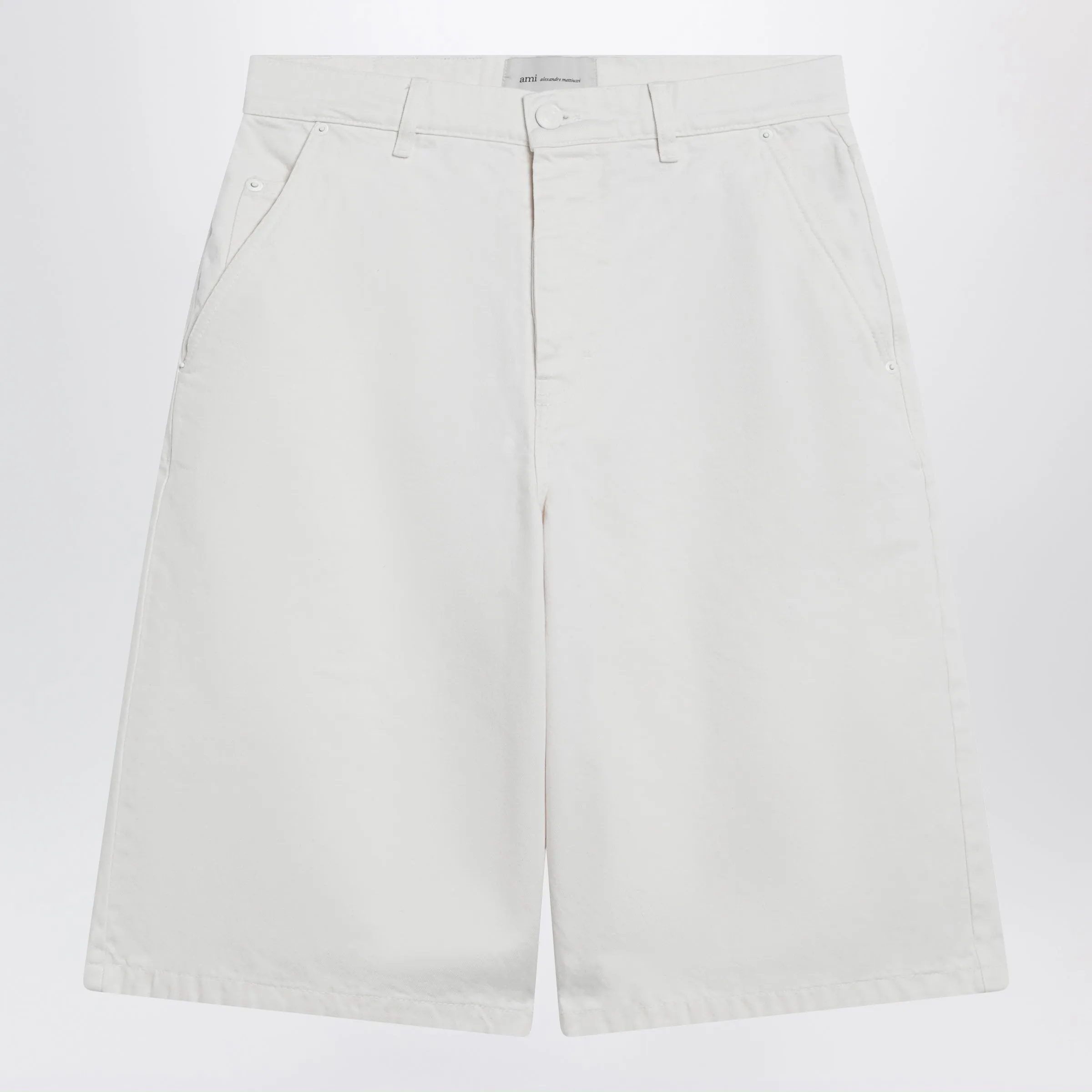 Wide-Fit Cotton Twill Bermuda Shorts In White sold by Wanan Luxury
