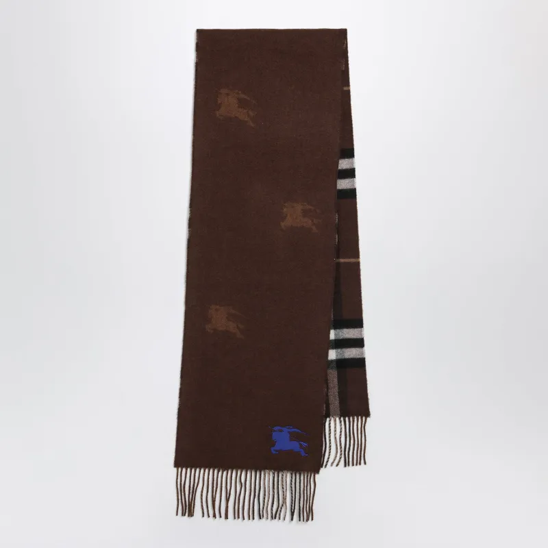 Reversible Check Cashmere Scarf With Ekd made by Burberry