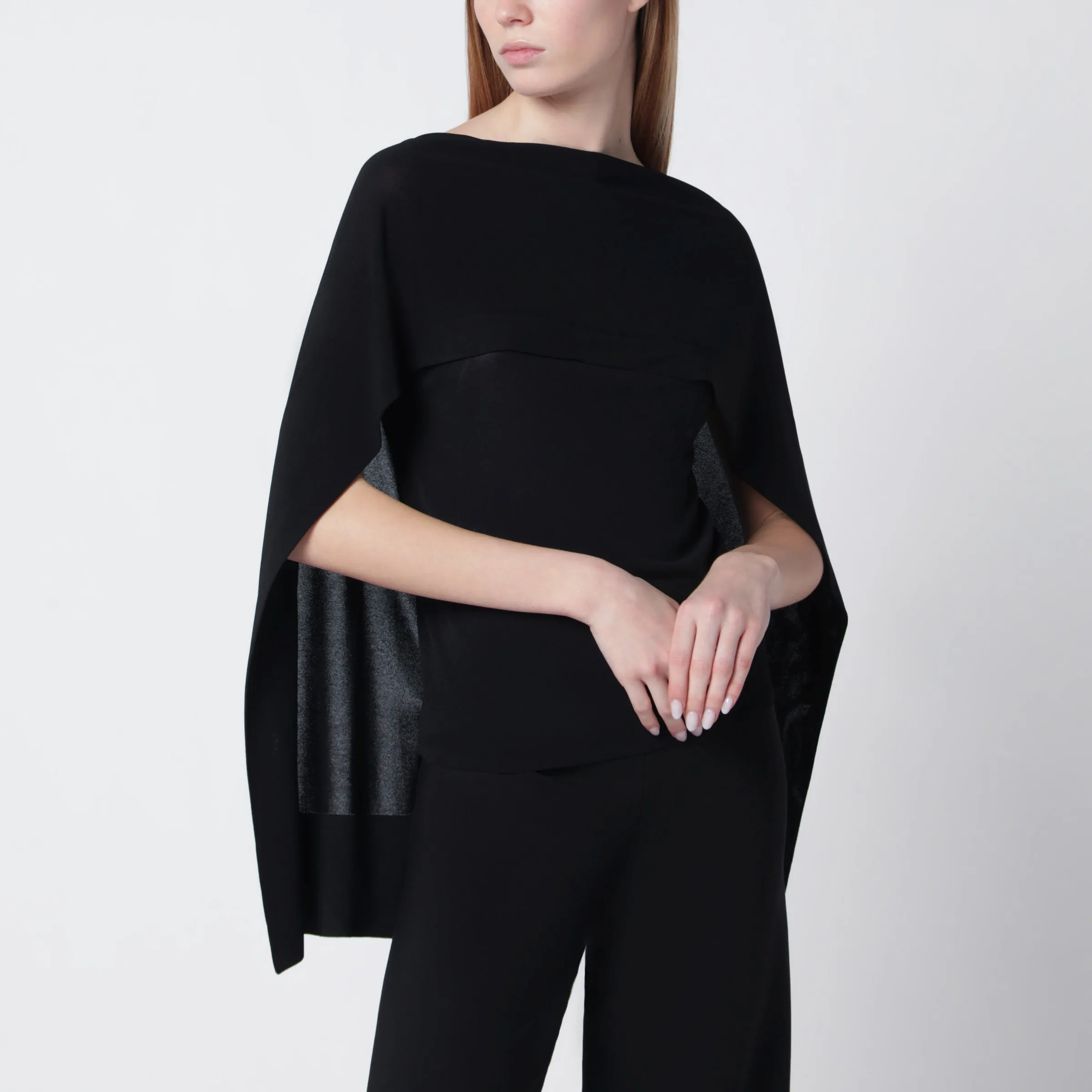 Black Top With Chiffon Sleeves sold by Wanan Luxury