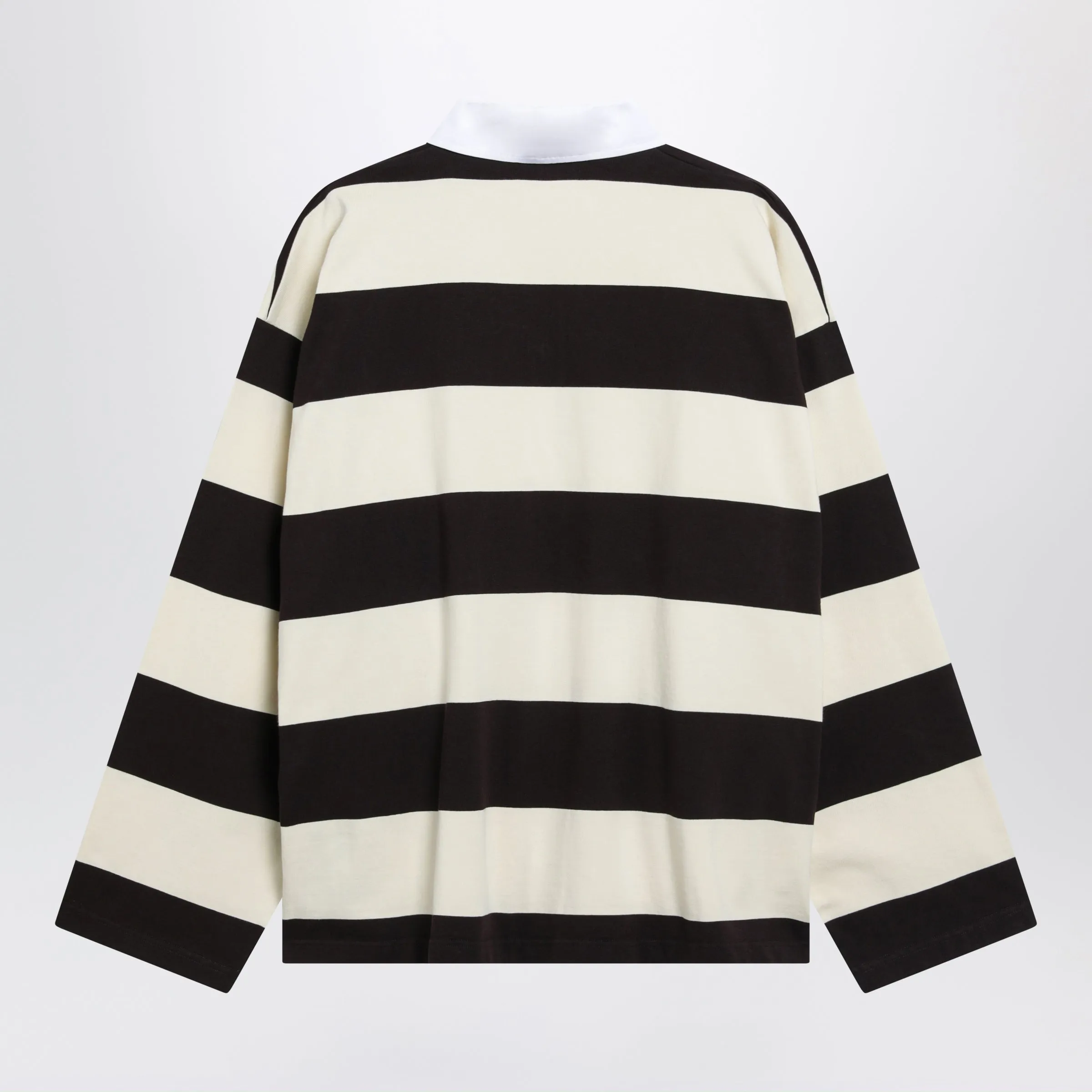 Striped Jersey Polo Shirt In Cotton, Brown sold by Wanan Luxury product image thumbnail 2