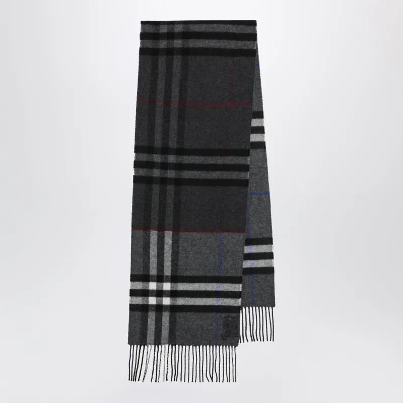 Reversible Check Cashmere Scarf In Grey made by Burberry