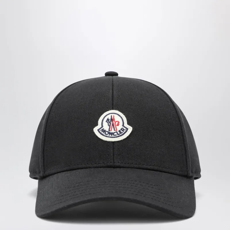 Black Baseball Cap With Logo Patch made by Moncler