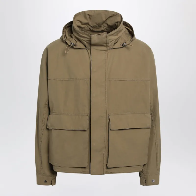 Short Hooded Parka In Khaki Cotton made by Lemaire
