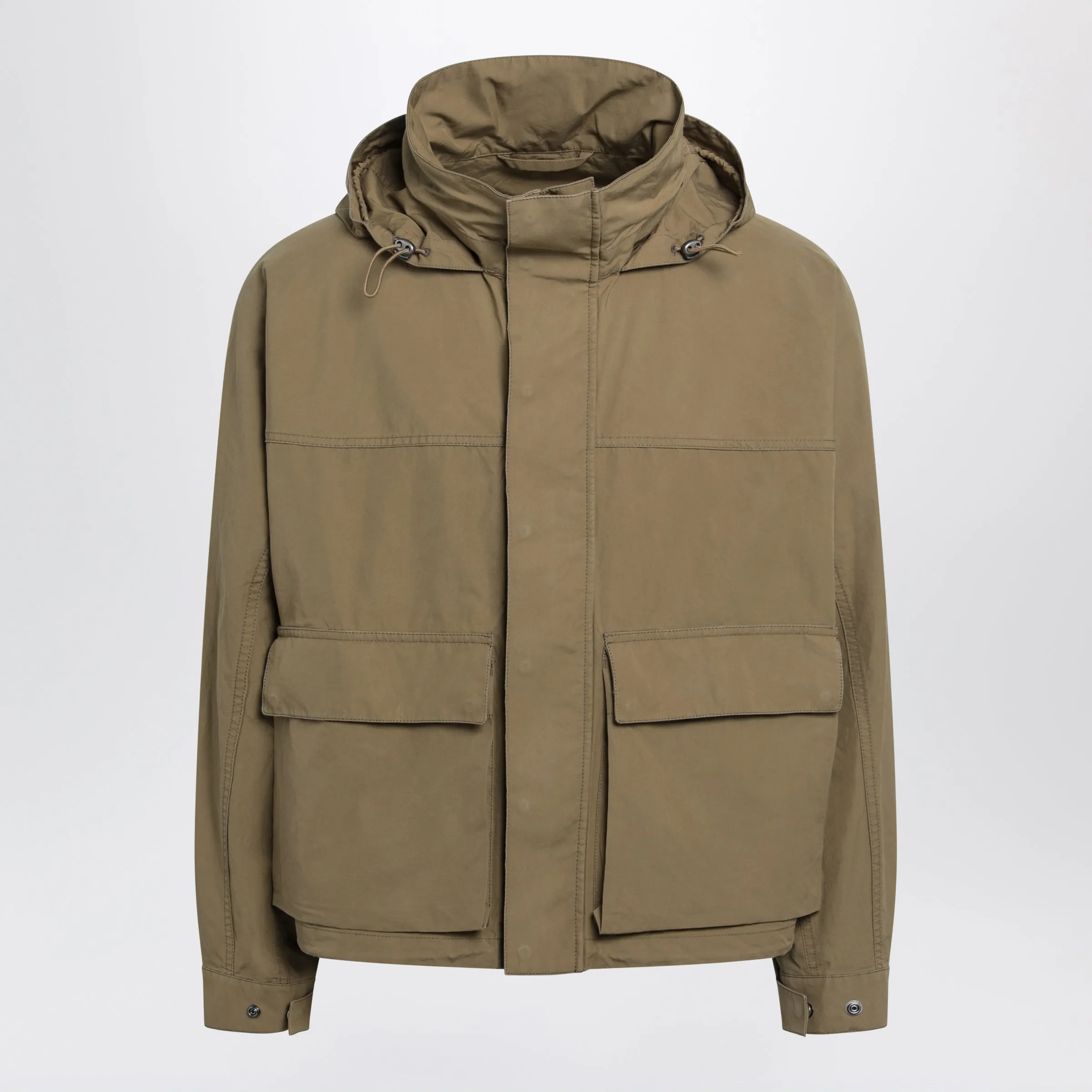 Short Hooded Parka In Khaki Cotton sold by Wanan Luxury