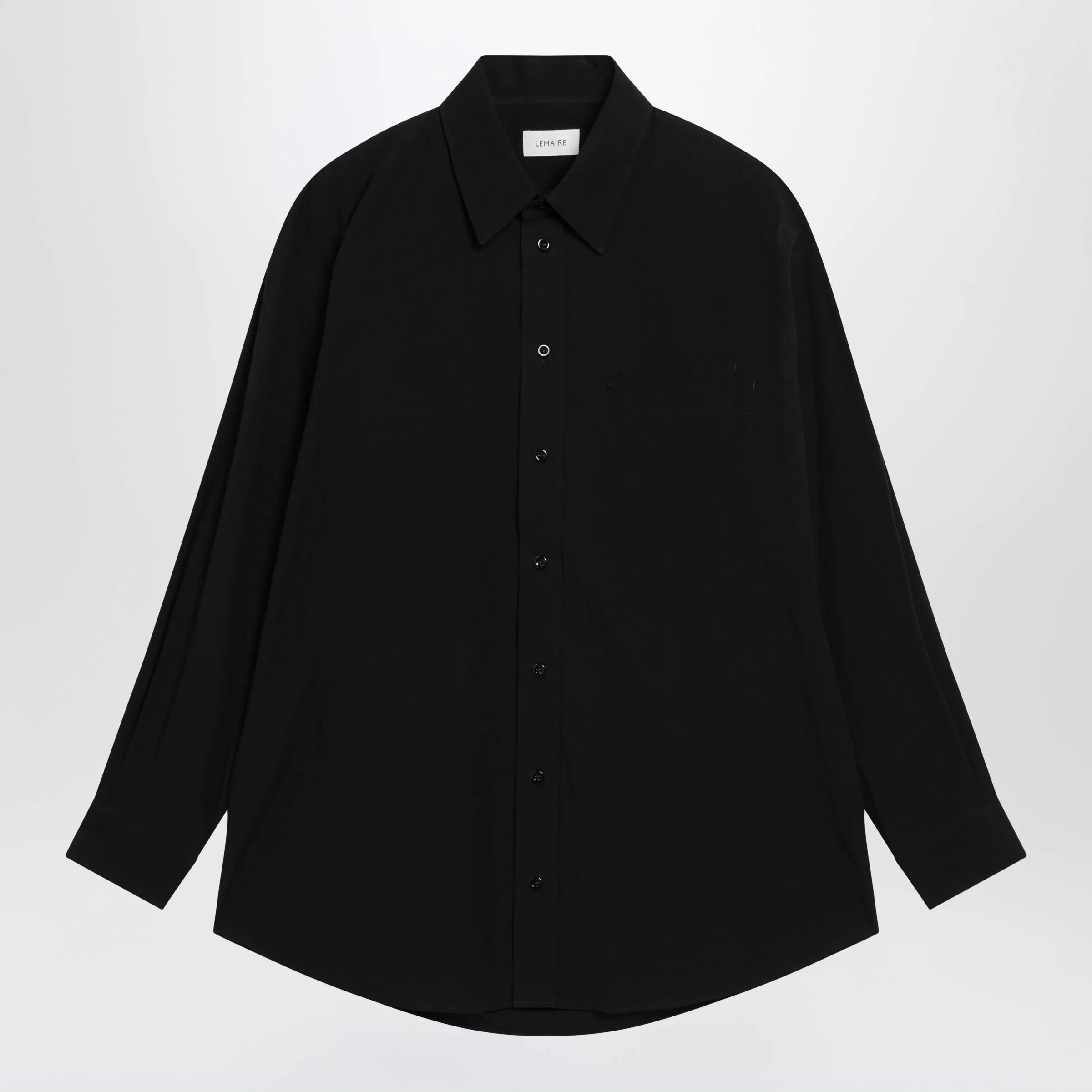 Long-Sleeve Shirt With Chest Pockets In Black Cotton sold by Wanan Luxury
