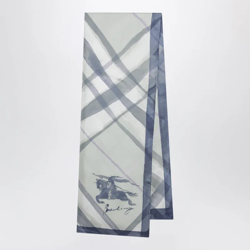Large Watercolour Check Silk Scarf In Green made by Burberry