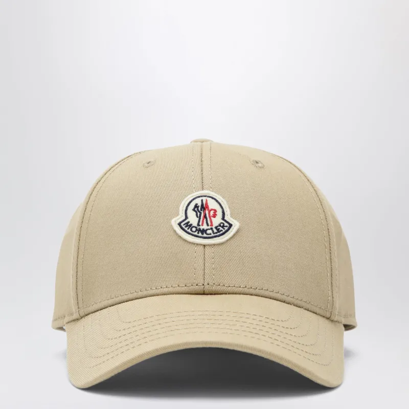 Beige Baseball Cap With Logo Patch made by Moncler
