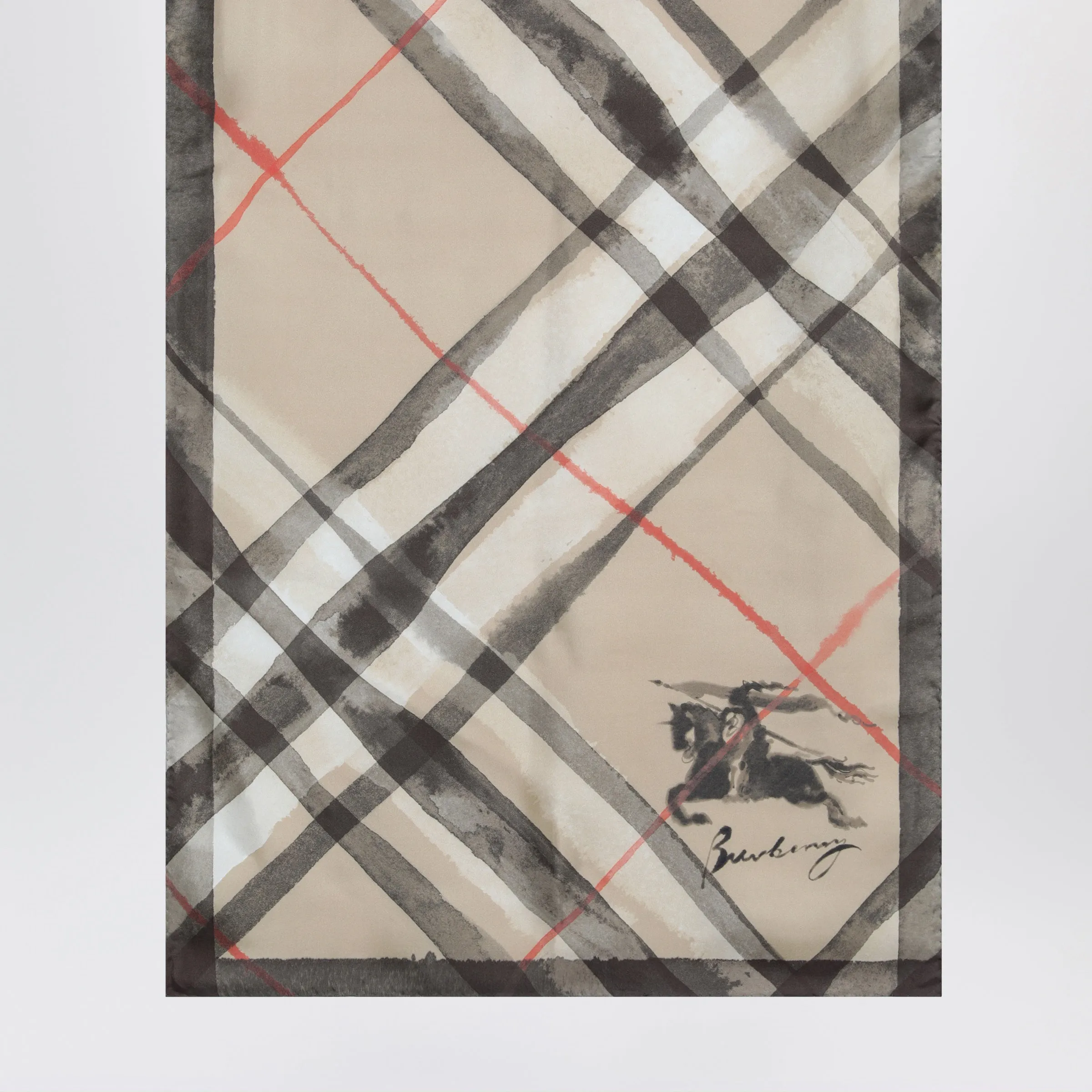 Large Check Silk Scarf In Sand Color sold by Wanan Luxury product image thumbnail 2