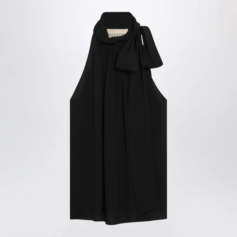 Black Silk Top With Neck Bow made by Valentino