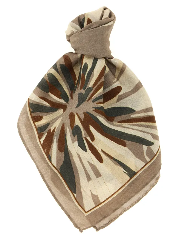 Bloom Print Scarves And Foulards Green made by Brunello Cucinelli