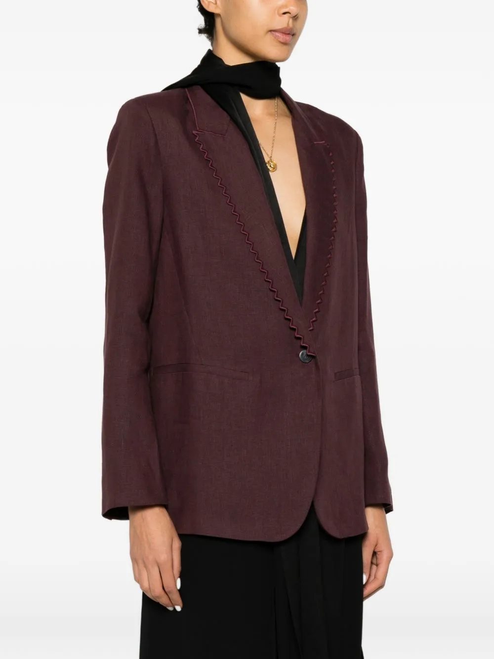 Linen Single-Breasted Jacket sold by Wanan Luxury product image thumbnail 4