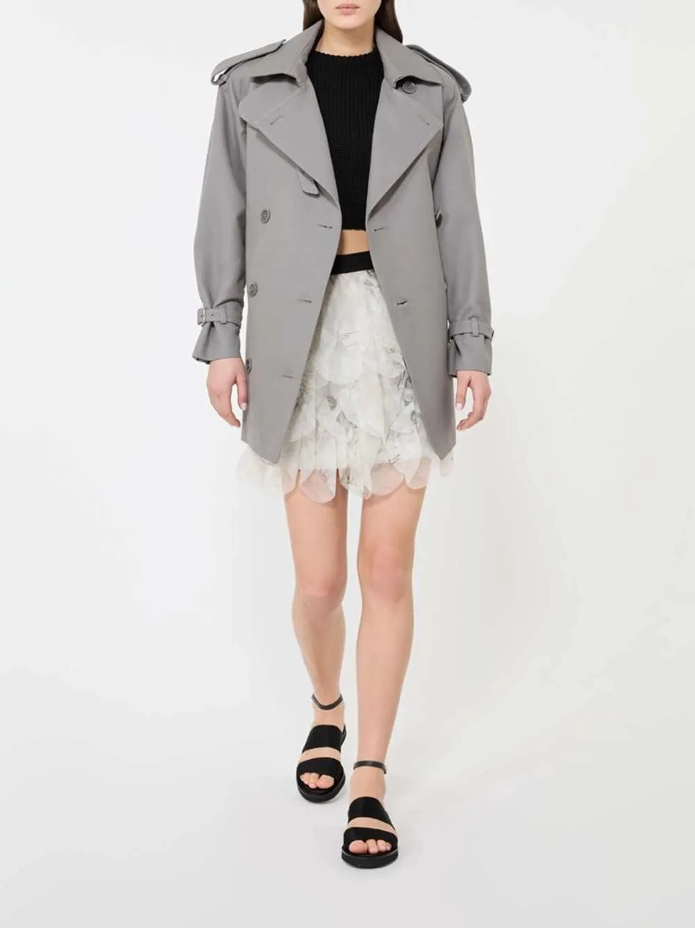 Short Skirt With Printed Organza Petals - Pearl Gray sold by Wanan Luxury product image thumbnail 2
