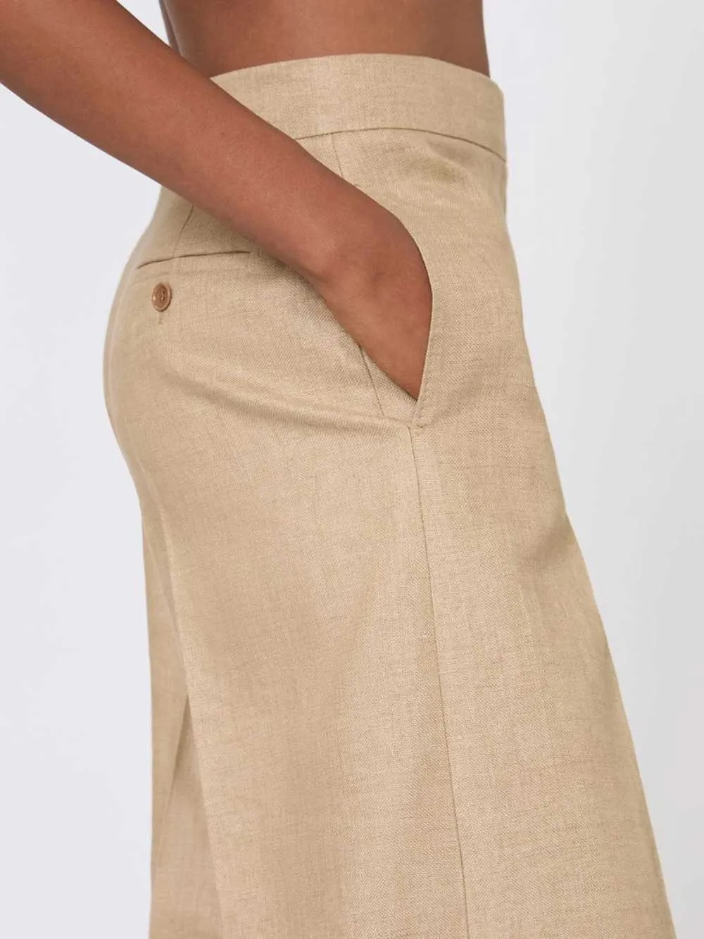 Regular-Fit Linen Natté Trousers - Camel sold by Wanan Luxury product image thumbnail 5
