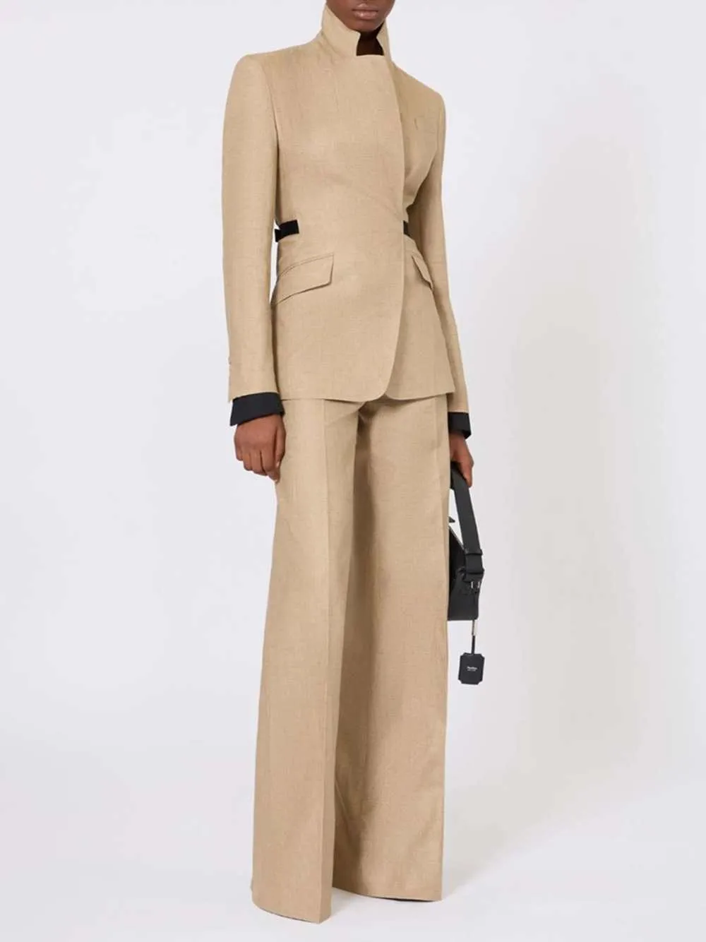 Regular-Fit Linen Natté Trousers - Camel sold by Wanan Luxury product image thumbnail 2