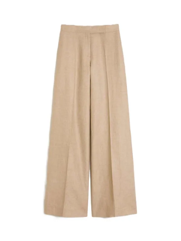 Regular-Fit Linen Natté Trousers - Camel made by MaxMara