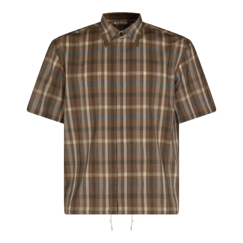 Shirts Top Brown Check made by Auralee