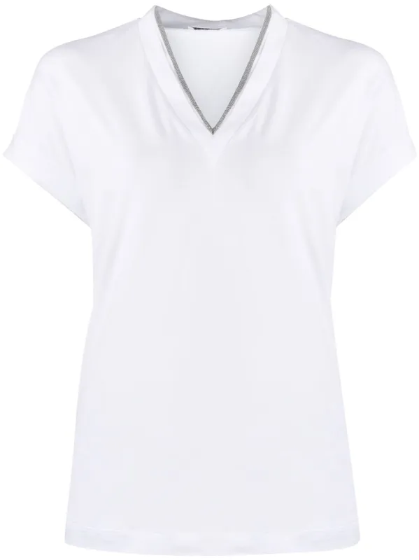 Cotton V-Necked T-Shirt made by Brunello Cucinelli