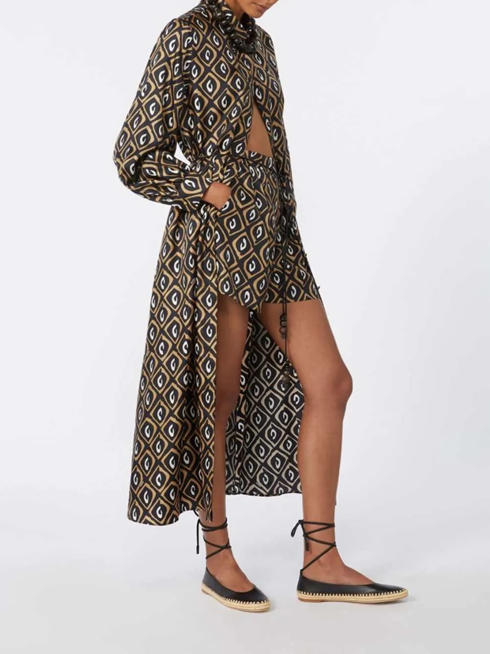 Printed Silk Twill Shirt Dress - Black sold by Wanan Luxury product image thumbnail 3
