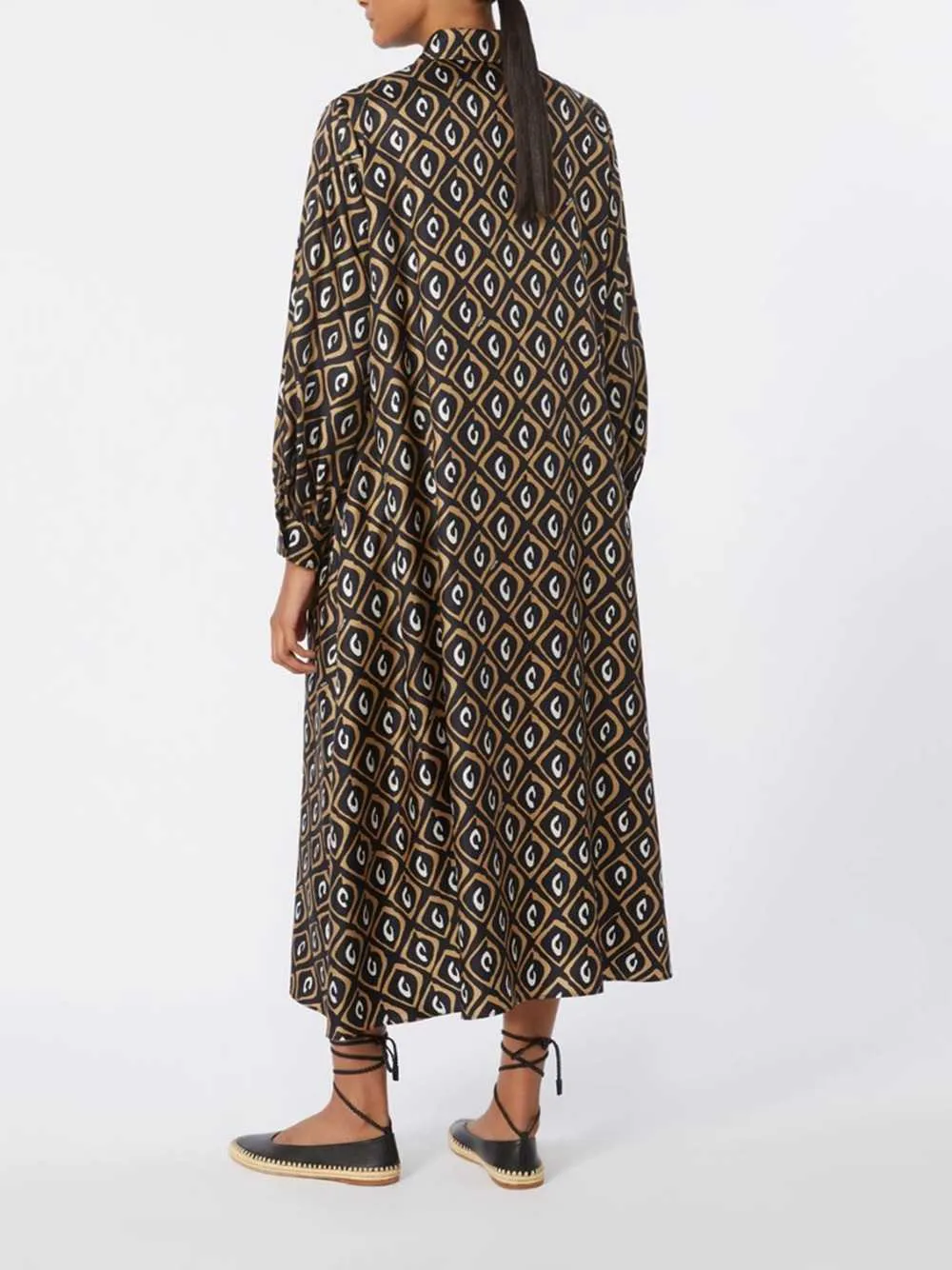 Printed Silk Twill Shirt Dress - Black sold by Wanan Luxury product image thumbnail 4