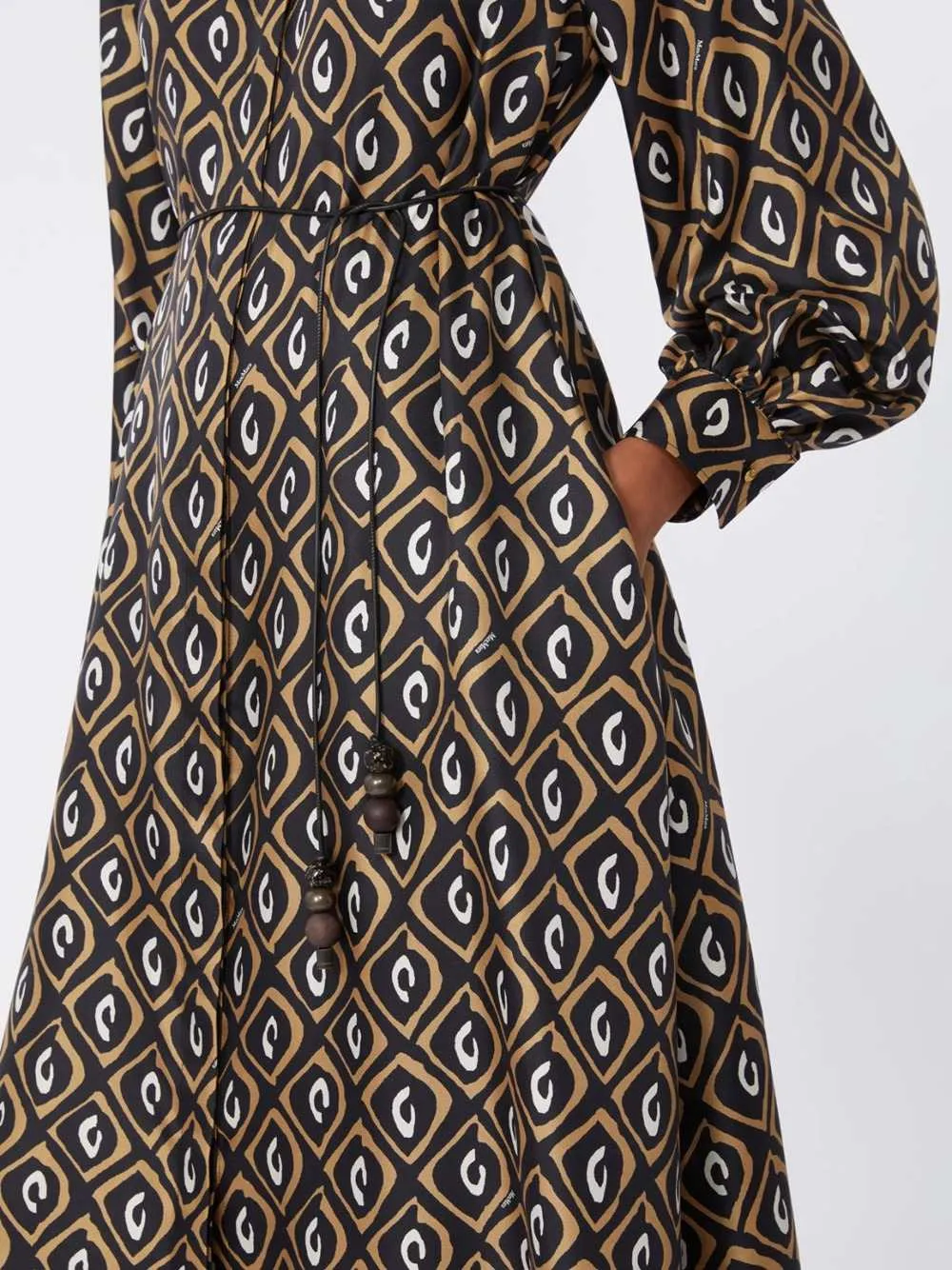Printed Silk Twill Shirt Dress - Black sold by Wanan Luxury product image thumbnail 5