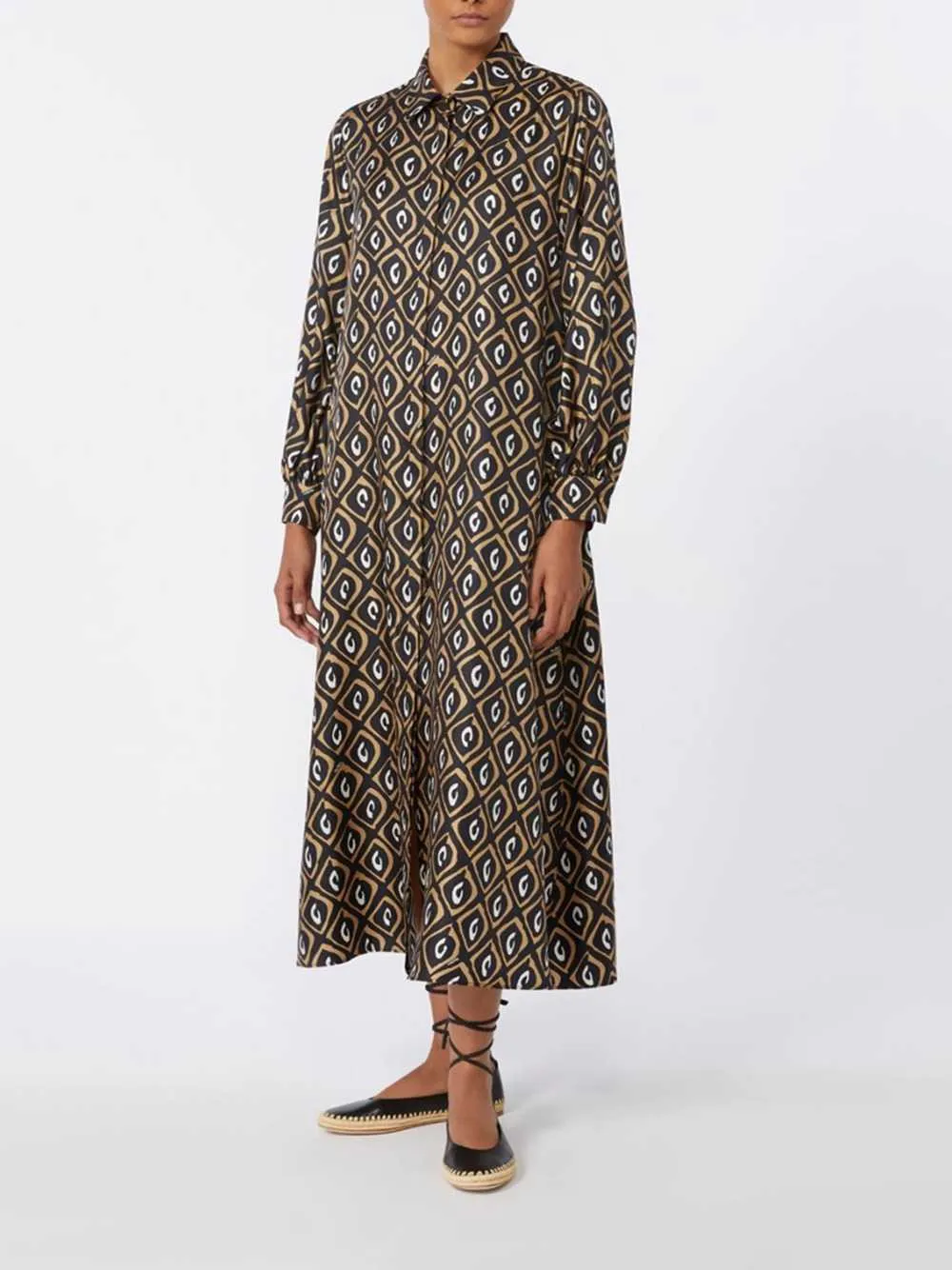 Printed Silk Twill Shirt Dress - Black sold by Wanan Luxury product image thumbnail 2