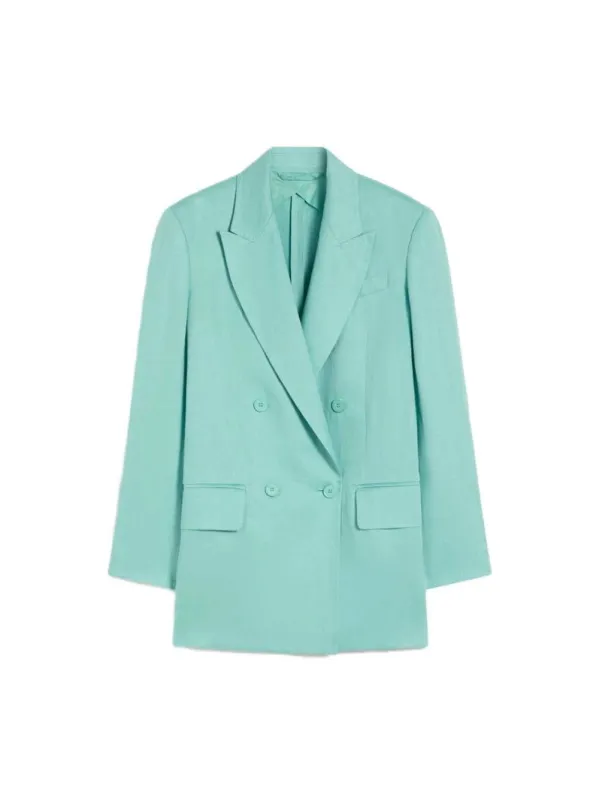 Olimpia Jacket In Chevron Linen - Aqua made by MaxMara