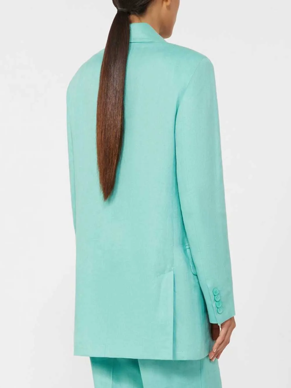Olimpia Jacket In Chevron Linen - Aqua sold by Wanan Luxury product image thumbnail 5