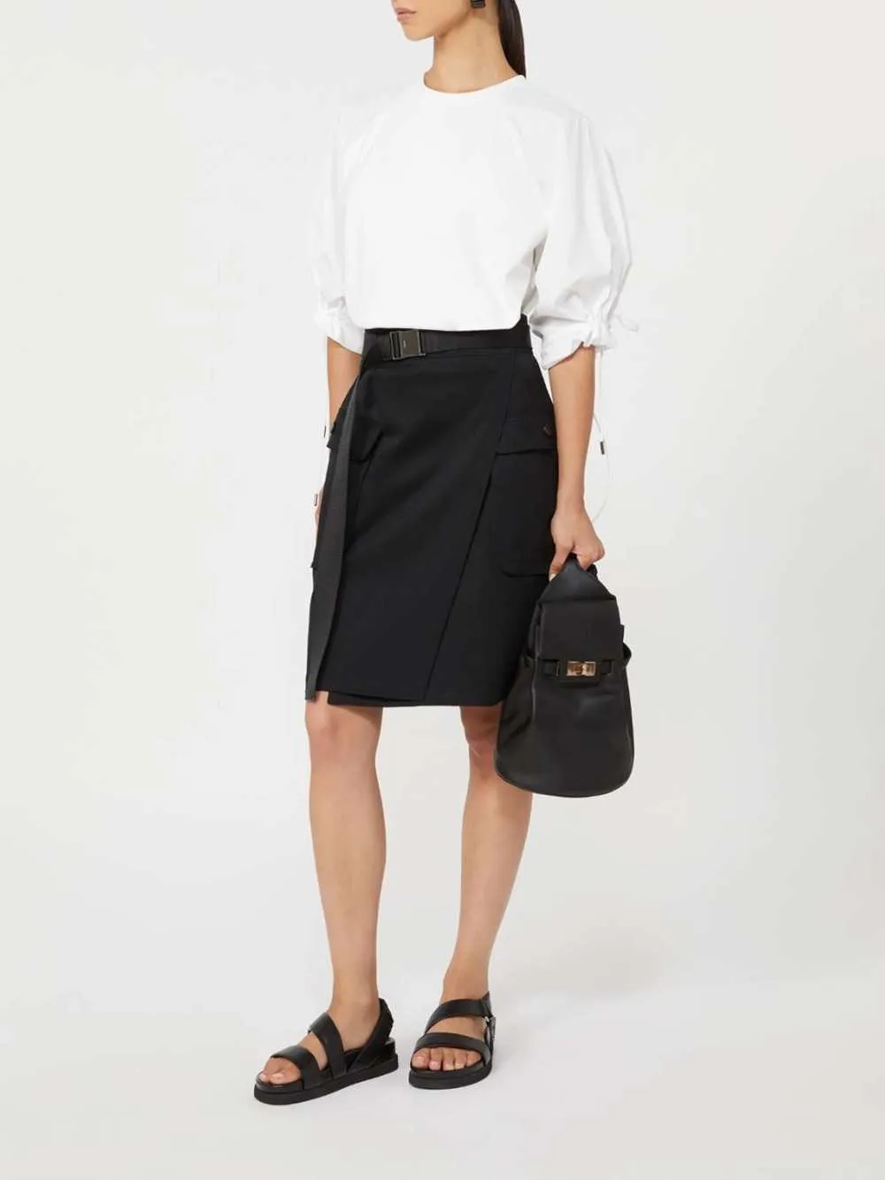 Stretch Cotton Wrap Skirt - Black sold by Wanan Luxury product image thumbnail 2