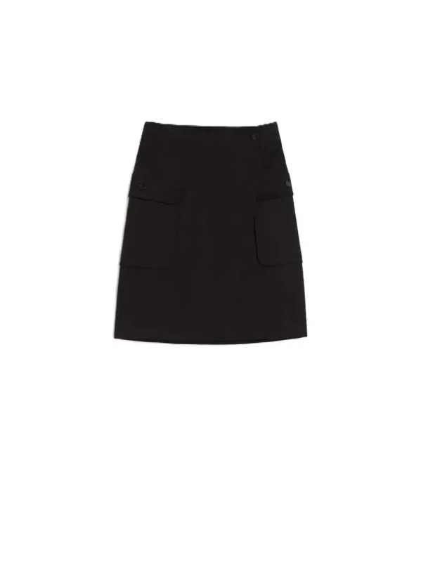 Stretch Cotton Wrap Skirt - Black made by MaxMara