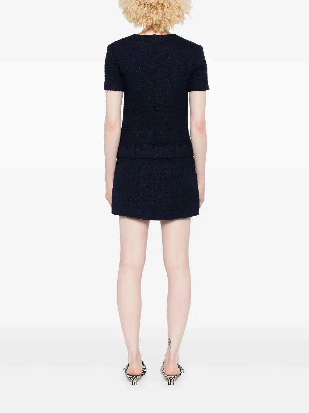 Navy Blue Bouclé Mini Dress sold by Wanan Luxury product image thumbnail 4