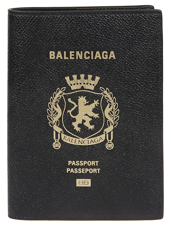 Logo Leather Passport Case made by Balenciaga