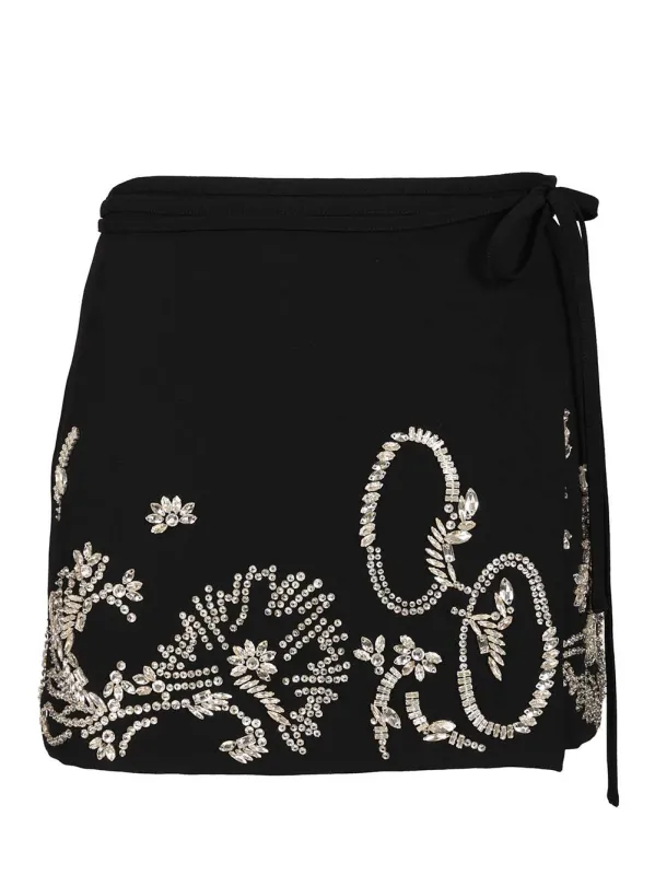 Gabrina Emb Skirt Mini Heavyweight Crepe Skirts Black made by Dries Van Noten