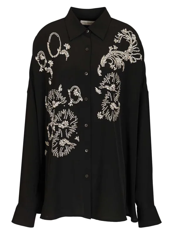 Oversized Shirt With Crystals Shirts Black made by Dries Van Noten