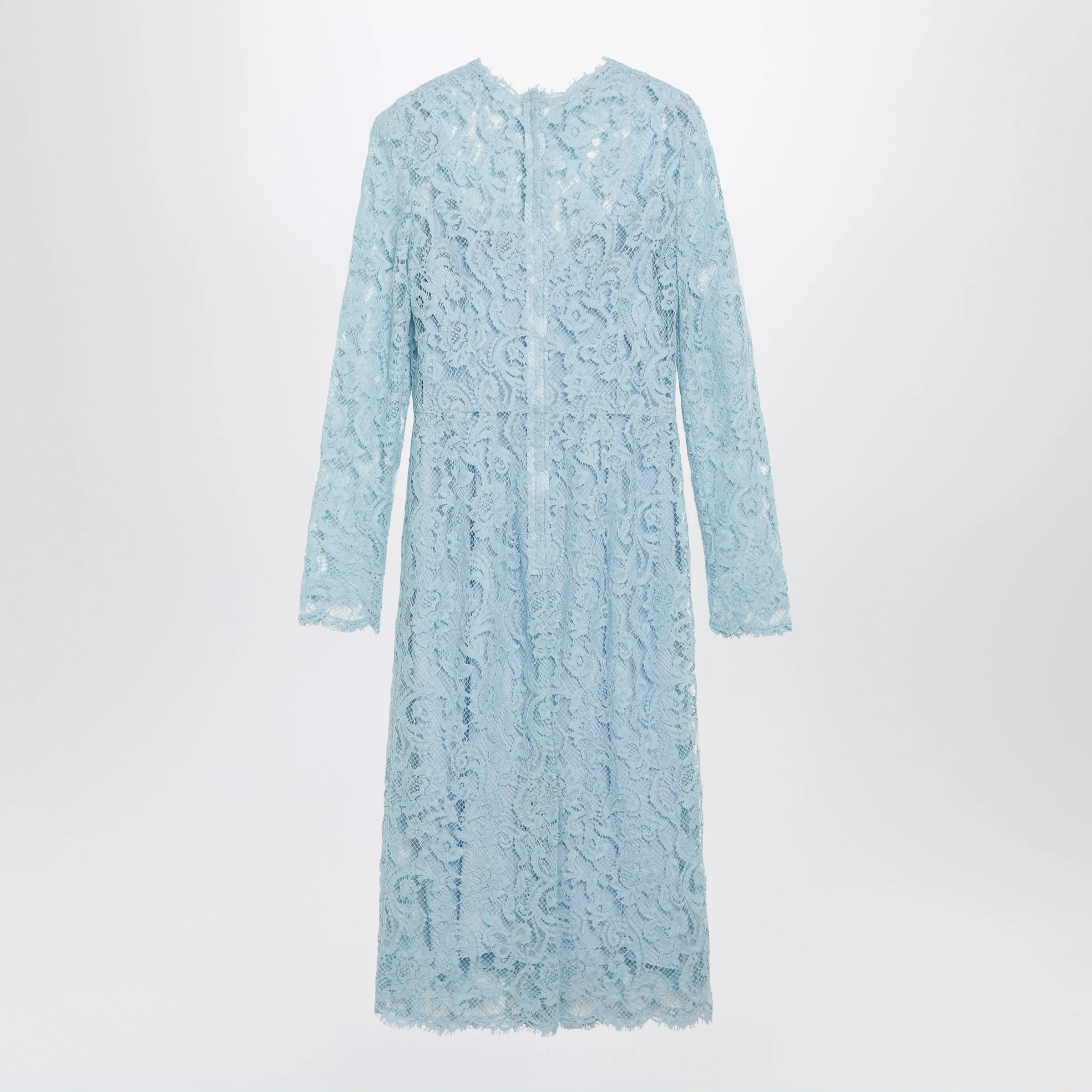 Light Blue Cotton-Blend Corded Lace Sheath Dress sold by Wanan Luxury product image thumbnail 2