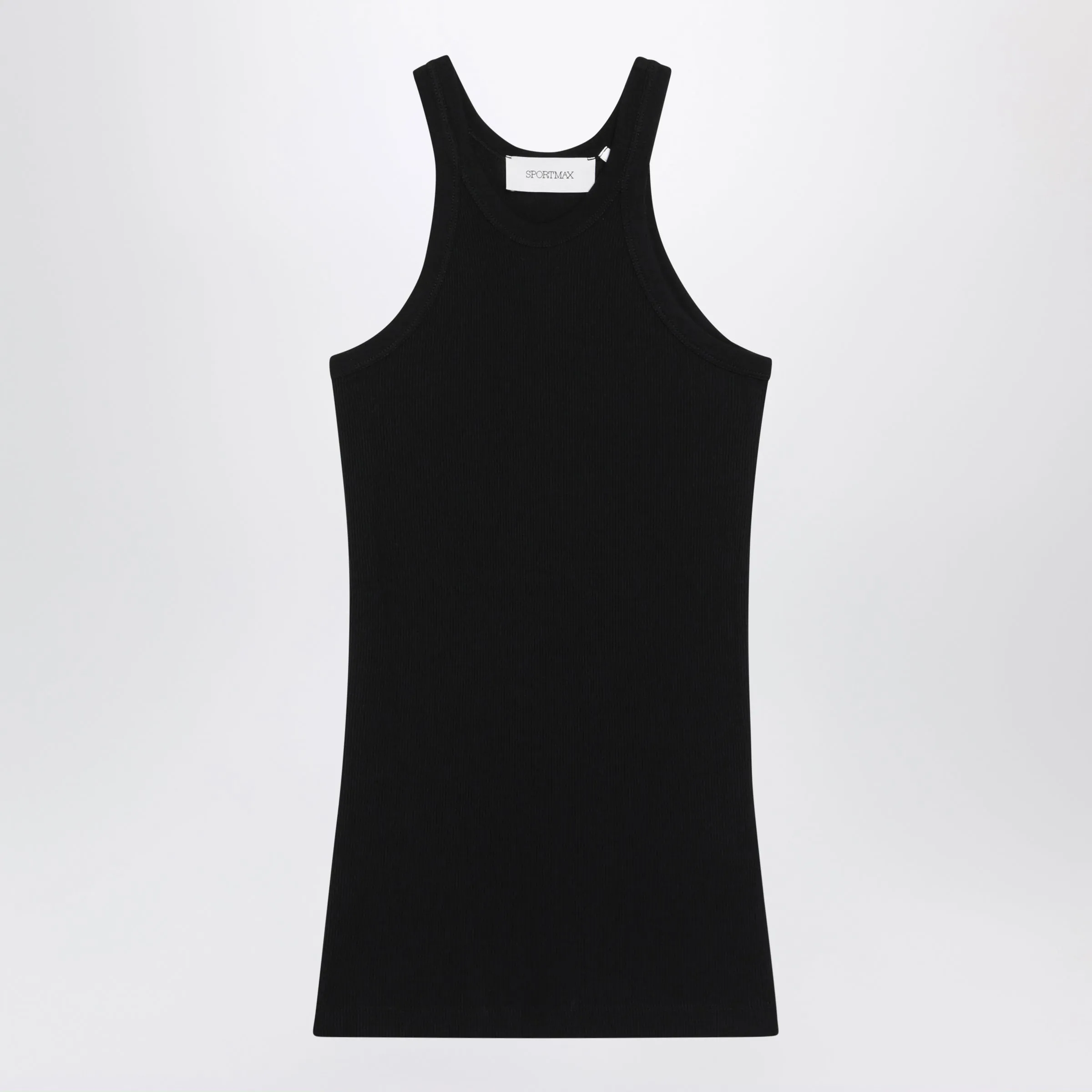 Ribbed Cotton And Silk Halterneck Tank Top In Black sold by Wanan Luxury