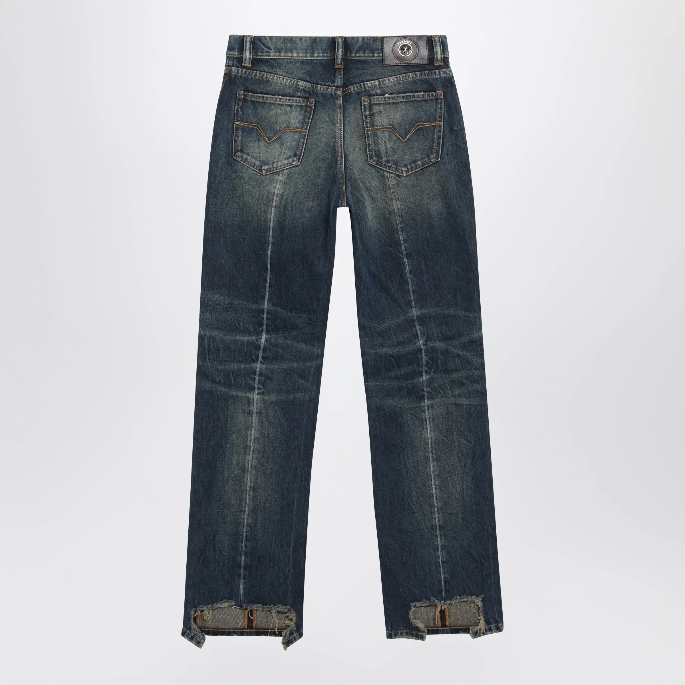 Washed Regular-Fit Cotton Jeans In Dark Blue Denim sold by Wanan Luxury product image thumbnail 2