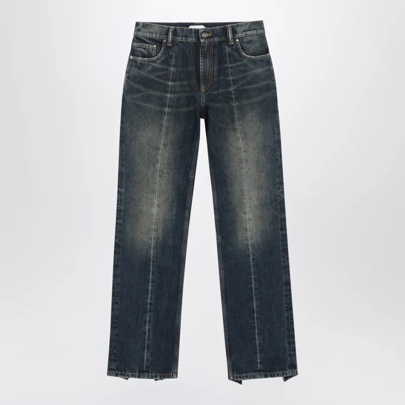 Washed Regular-Fit Cotton Jeans In Dark Blue Denim made by Versace