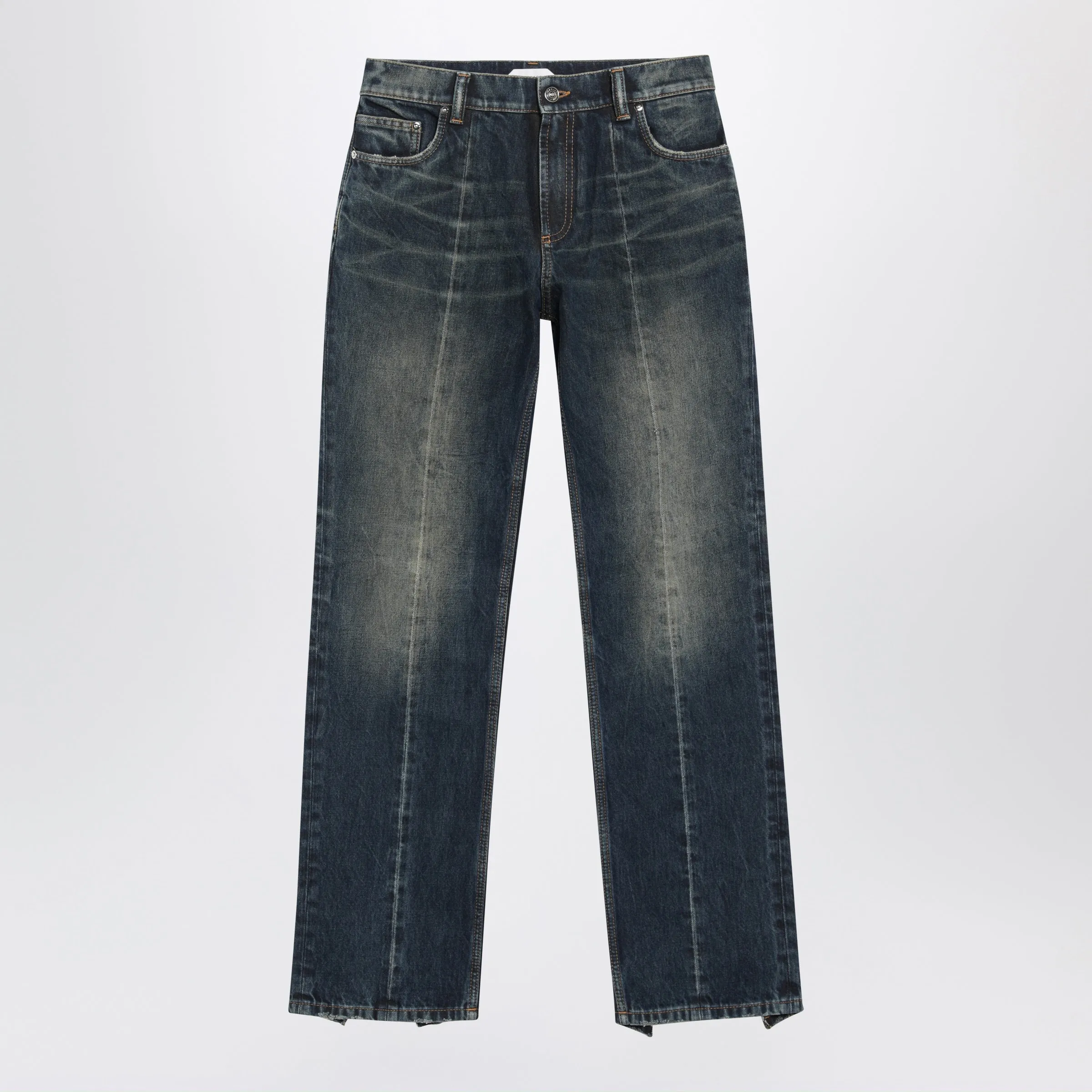 Washed Regular-Fit Cotton Jeans In Dark Blue Denim sold by Wanan Luxury
