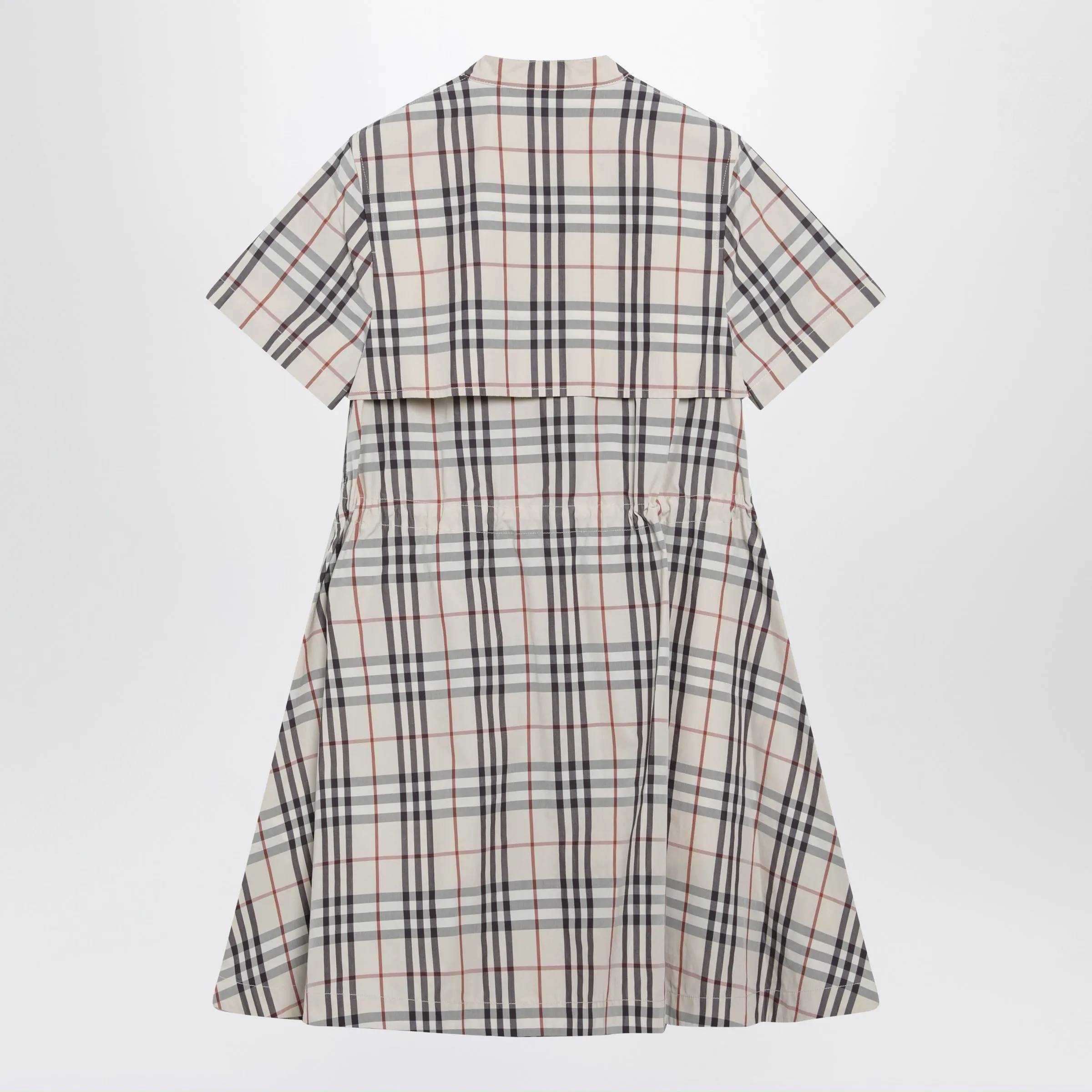 Beige Check Short-Sleeve Cotton Dress sold by Wanan Luxury product image thumbnail 2