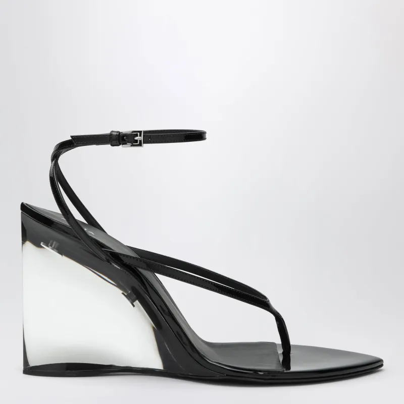 Black Invisible Thong Sandals With Wedge made by Alaia