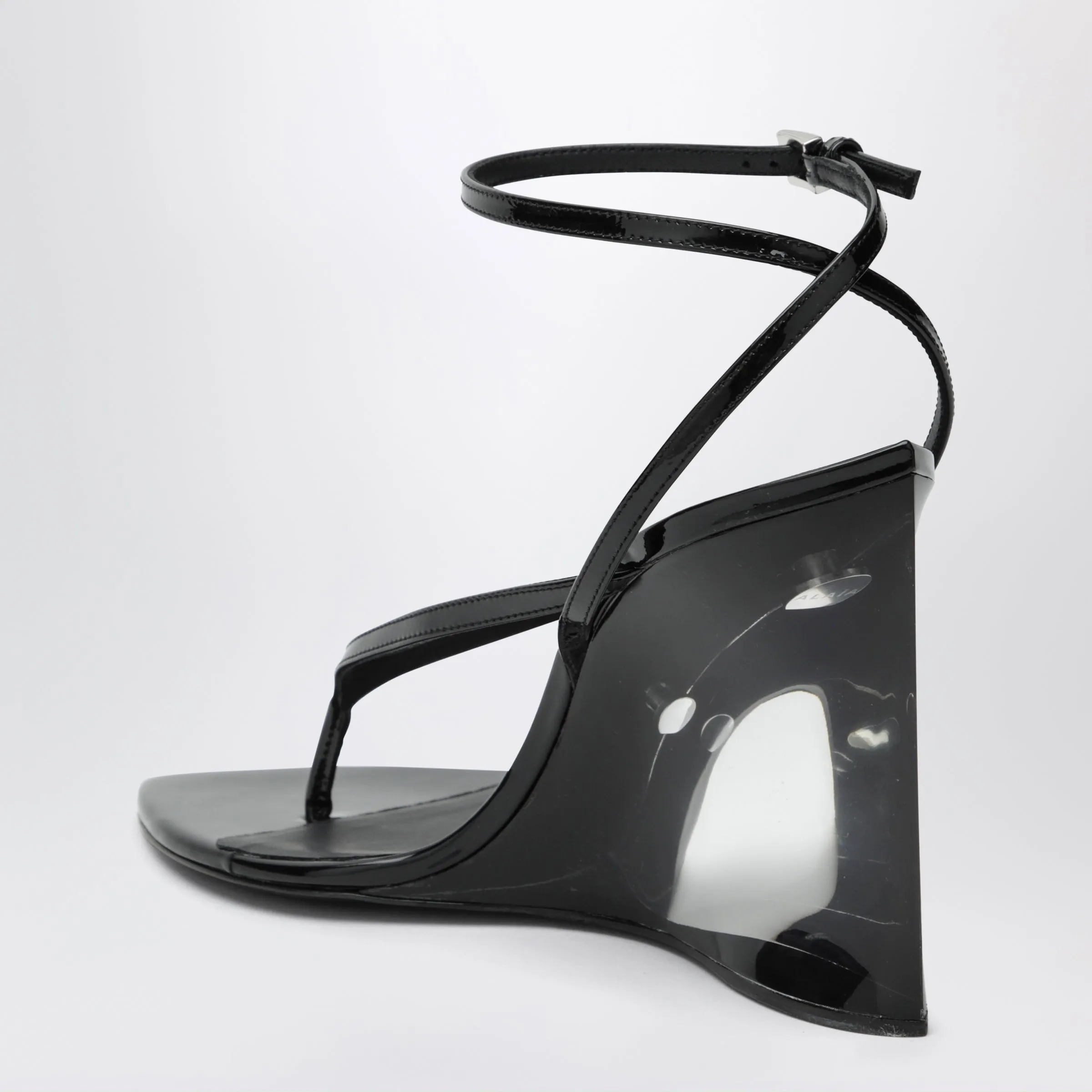 Black Invisible Thong Sandals With Wedge sold by Wanan Luxury product image thumbnail 2