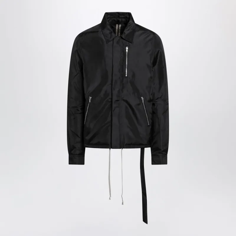 Padded Jacket With Hidden Front Zip In Black Nylon made by Rick Owens